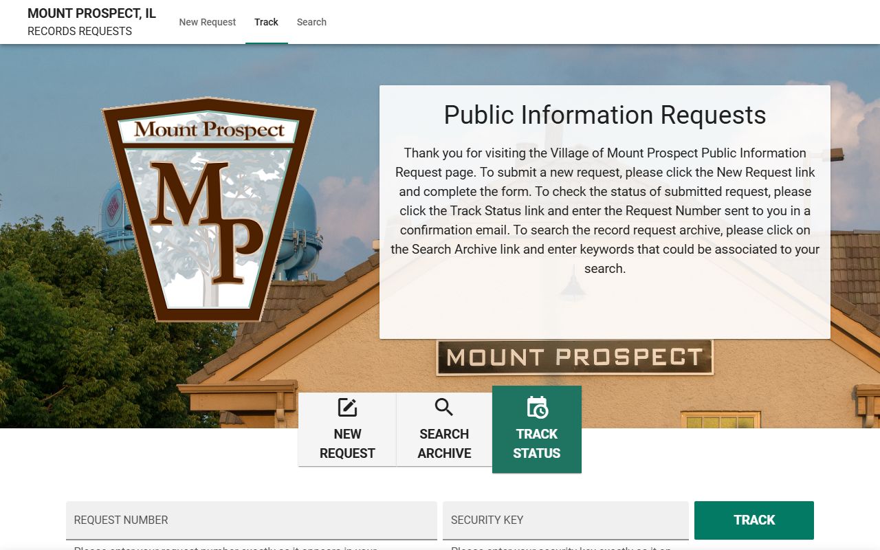Mount Prospect JustFOIA portal for released inmates records requests