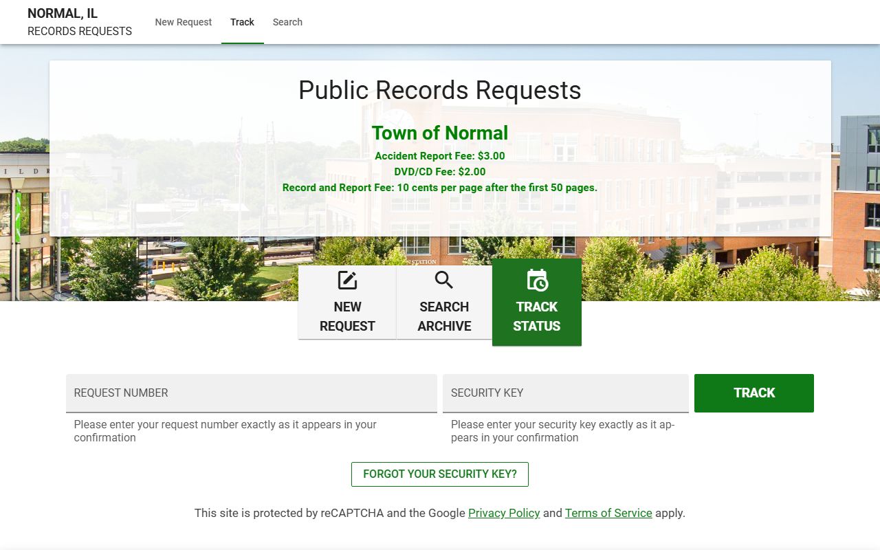 Normal JustFOIA portal for released inmates records requests