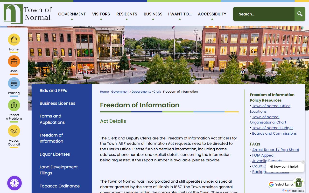 Normal FOIA page for released inmates records