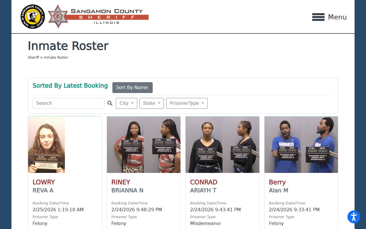 Sangamon County released inmates inmate roster page