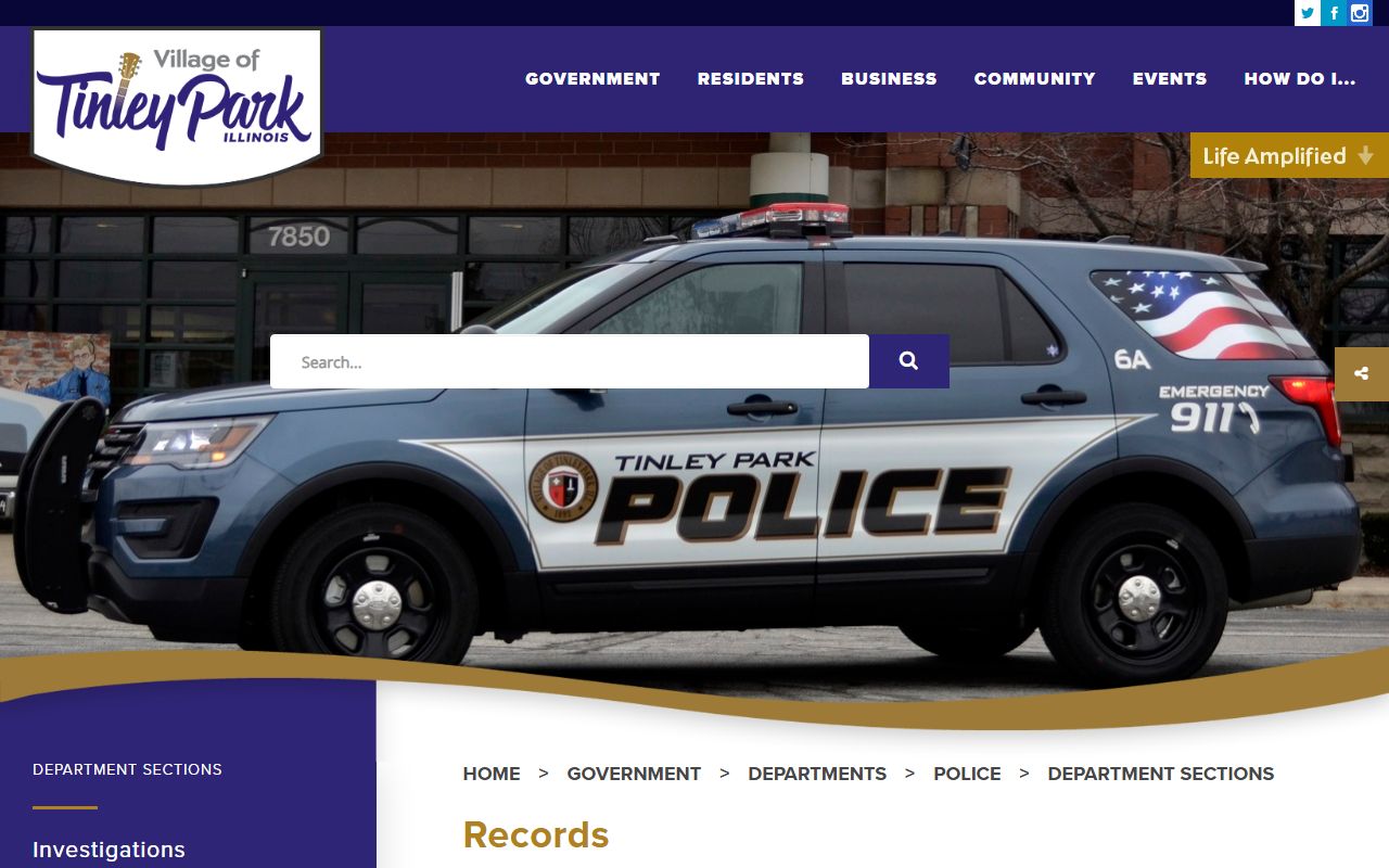 Tinley Park Police records section for released inmates documents