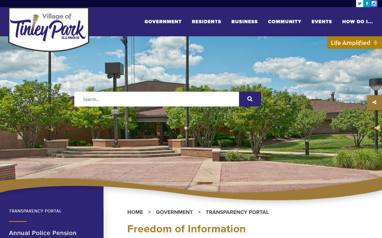 Tinley Park FOIA request page for released inmates records