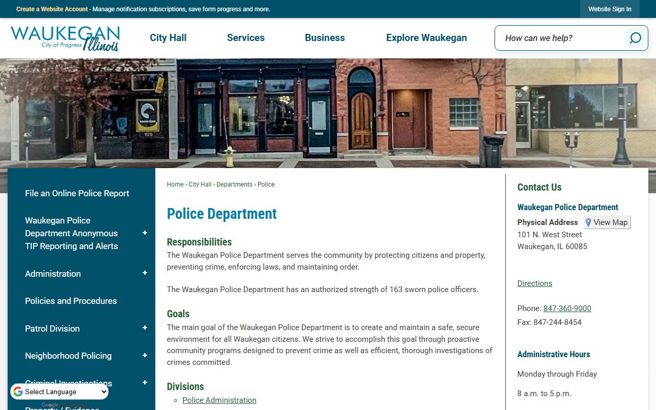 Waukegan Police Department website for released inmates information