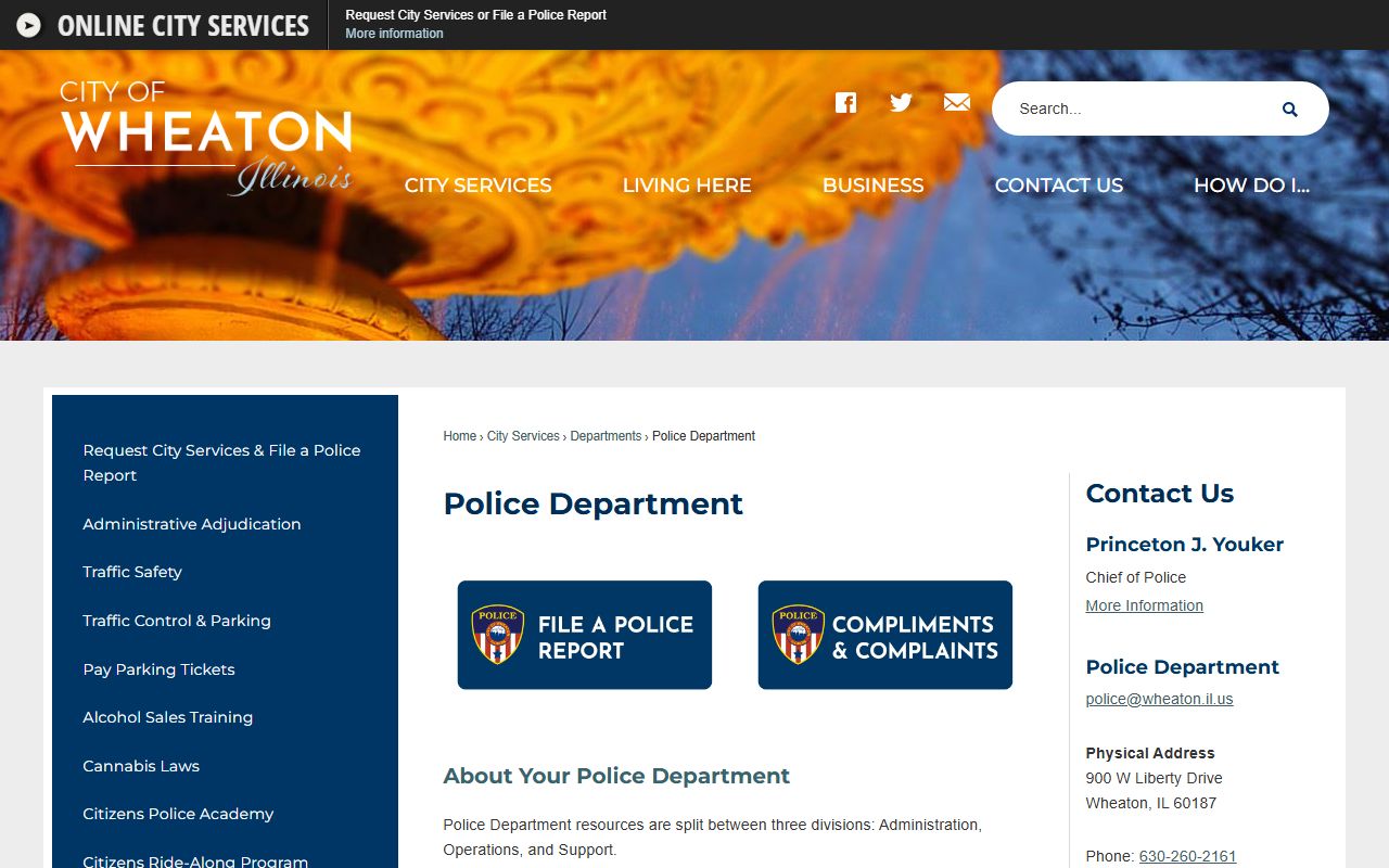 Wheaton Police Department website for released inmates information