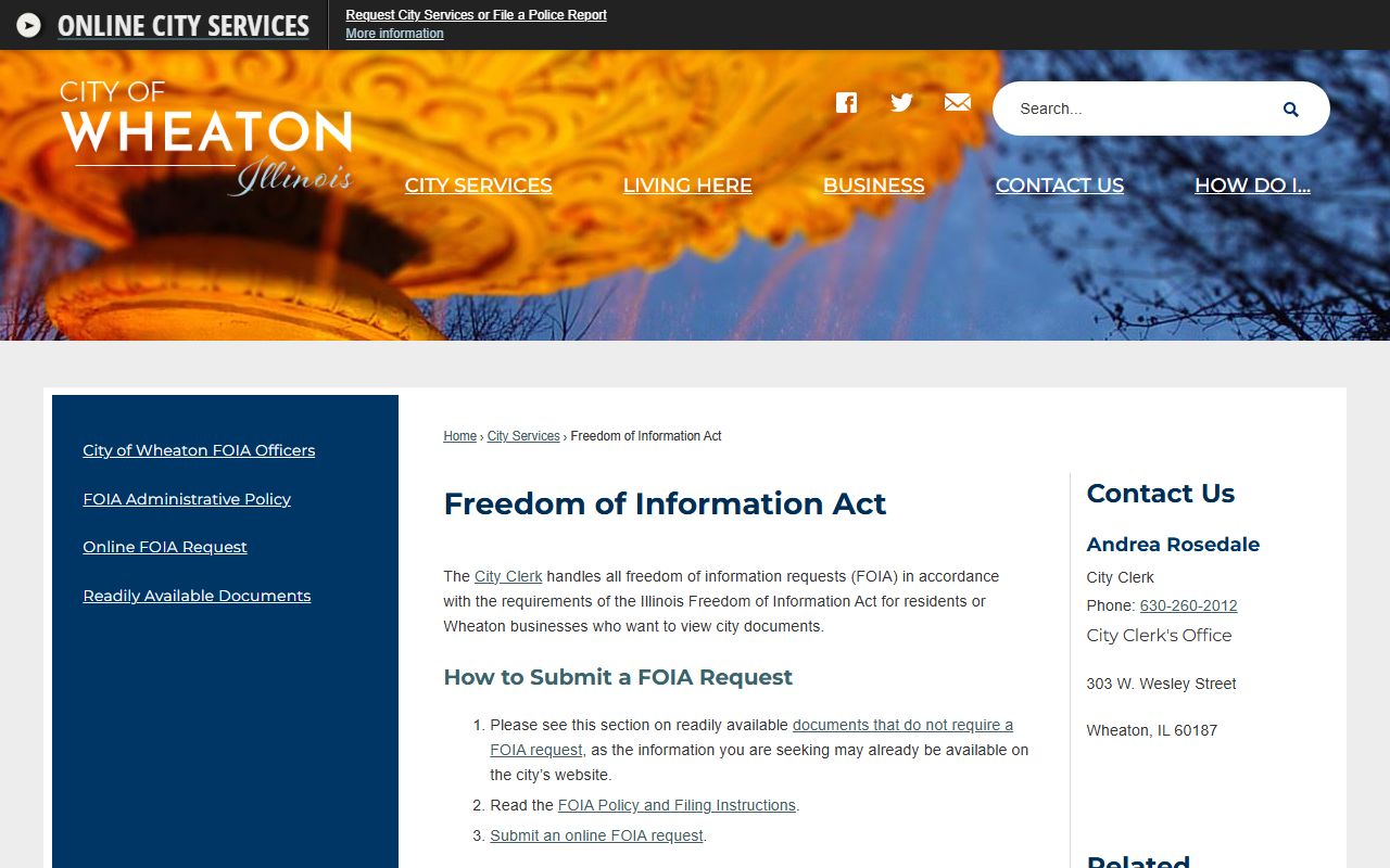 Wheaton FOIA page for released inmates records