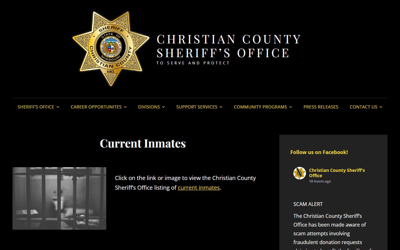 Christian County current inmates search page