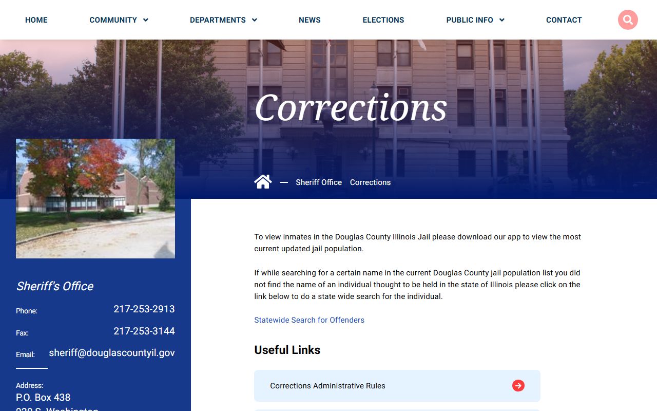 Douglas County corrections page with released inmates information
