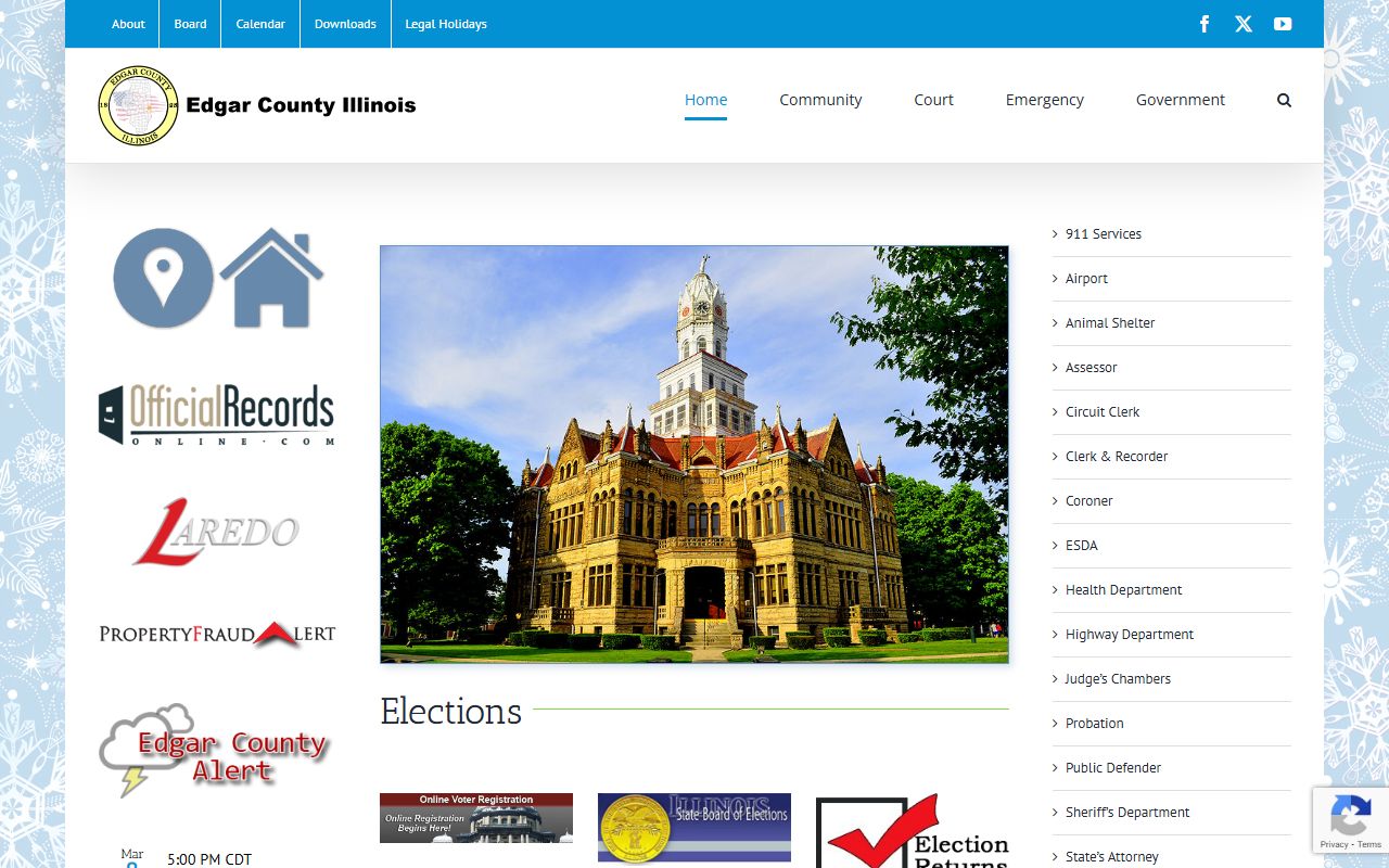 Edgar County homepage with links to sheriff for released inmates