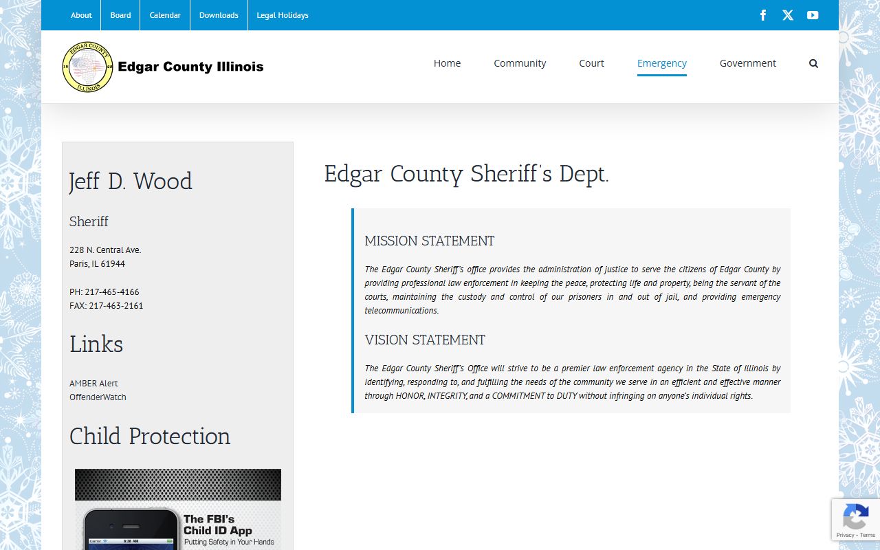 Edgar County Sheriff's Department page for released inmates records requests