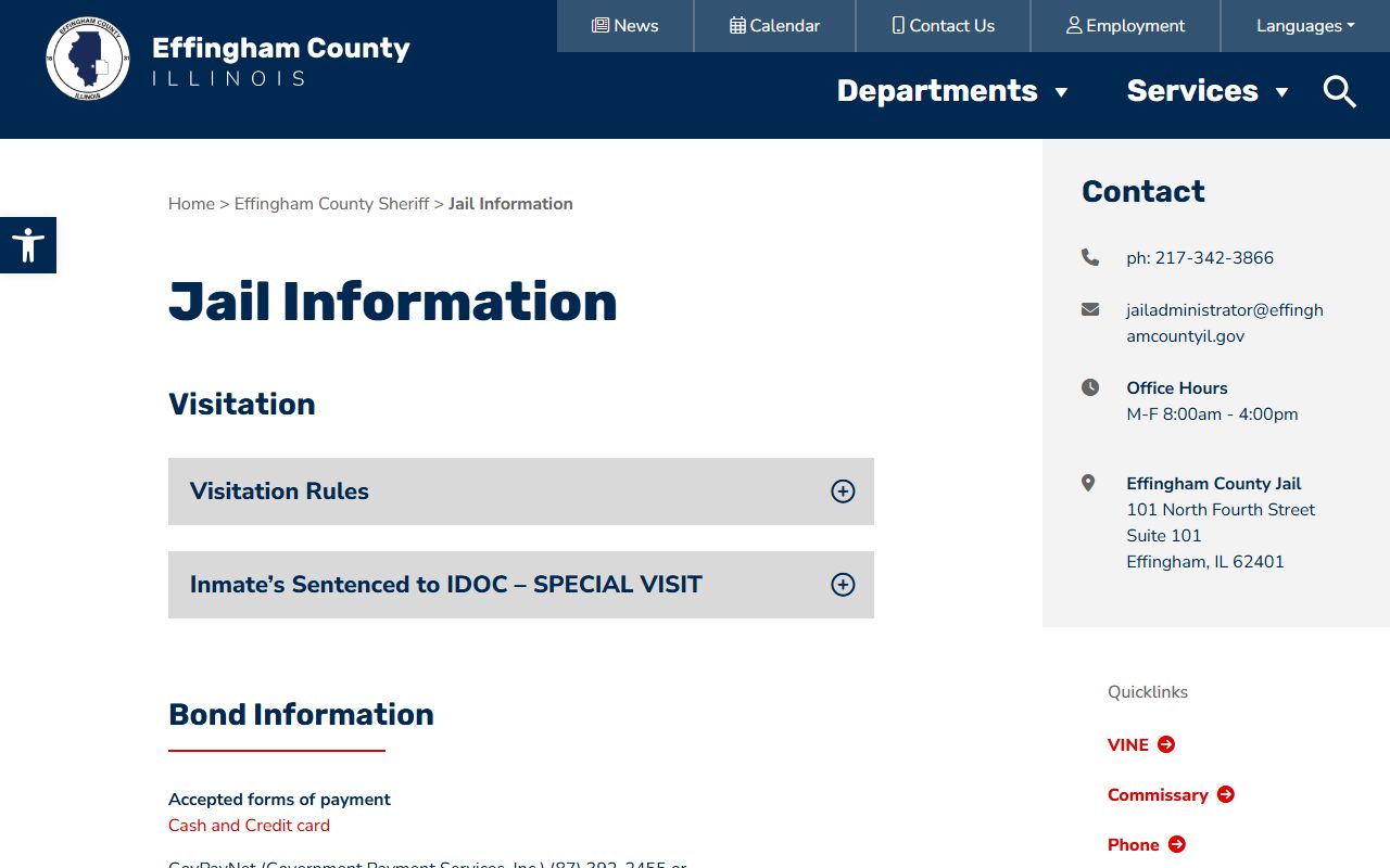 Effingham County jail and corrections page