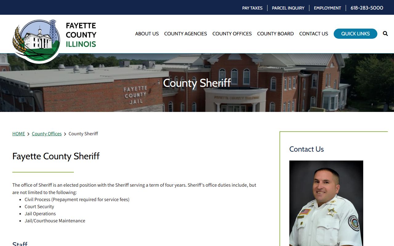 Fayette County Sheriff's Office page for released inmates