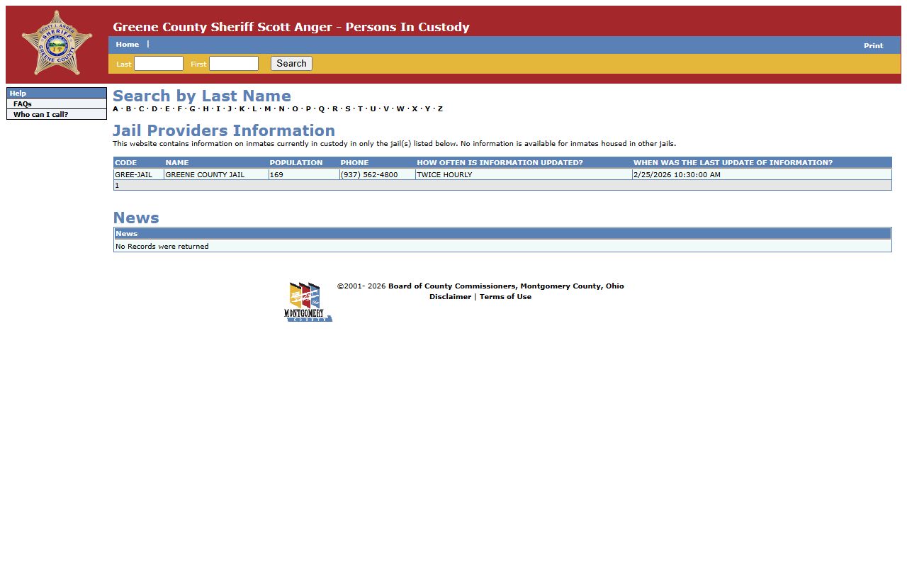 Greene County Persons In Custody search for released inmates