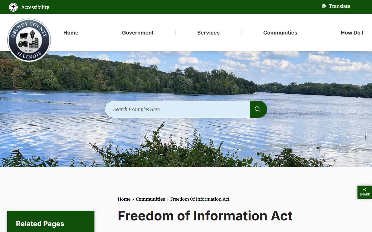 Grundy County released inmates FOIA information page