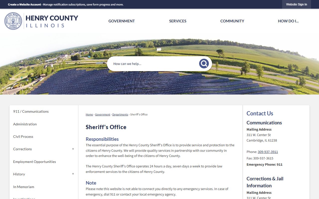 Henry County Sheriff's Office released inmates information page