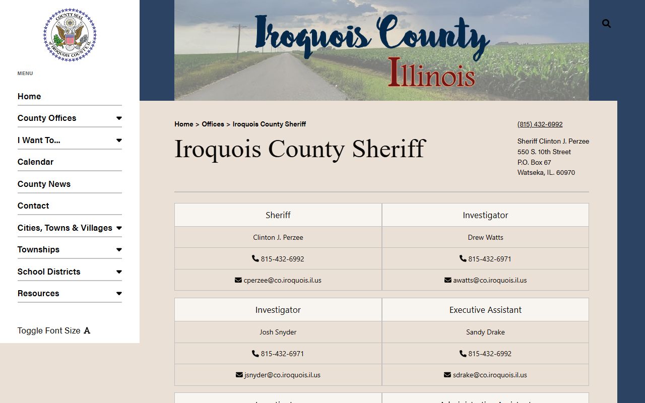 Iroquois County Sheriff's Office released inmates contact page