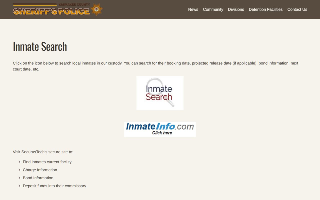 Kankakee County released inmates sheriff inmate search page