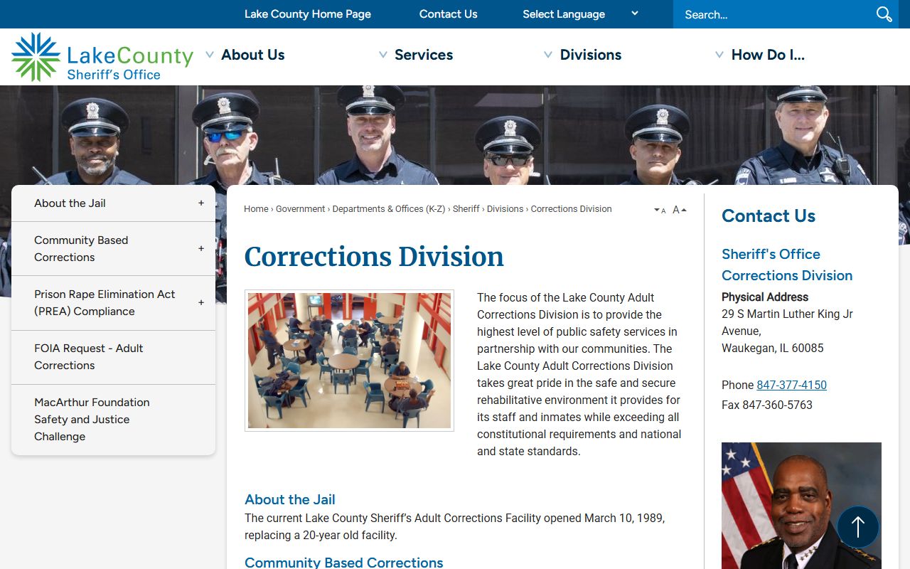 Lake County released inmates corrections division page