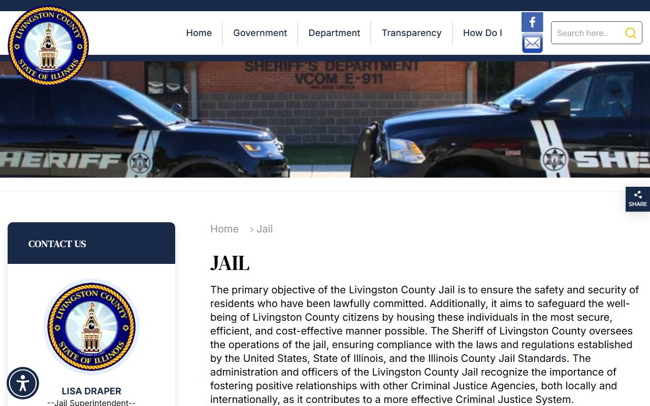 Livingston County released inmates jail page on county website