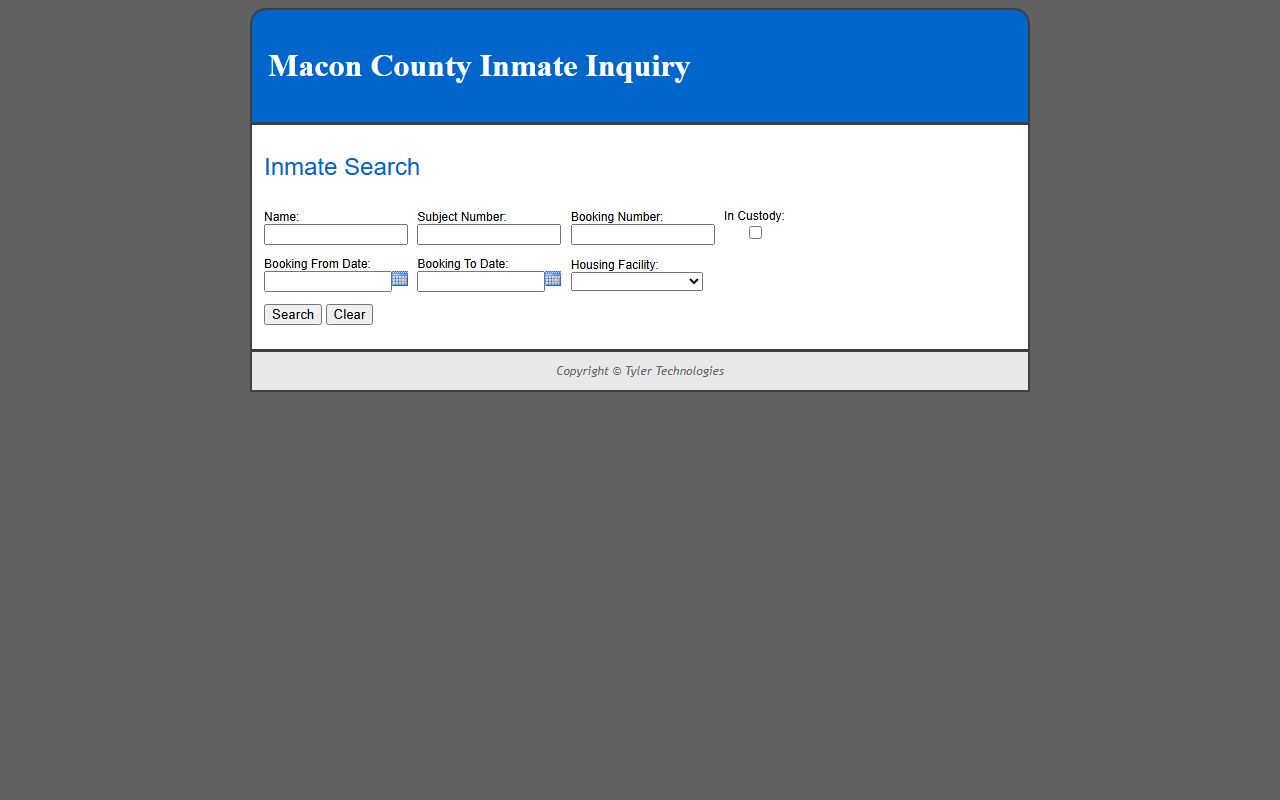 Macon County released inmates NewWorld inmate inquiry search tool