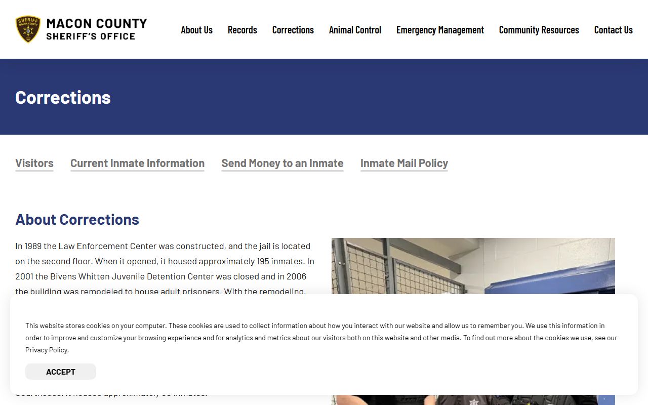 Macon County released inmates corrections division page