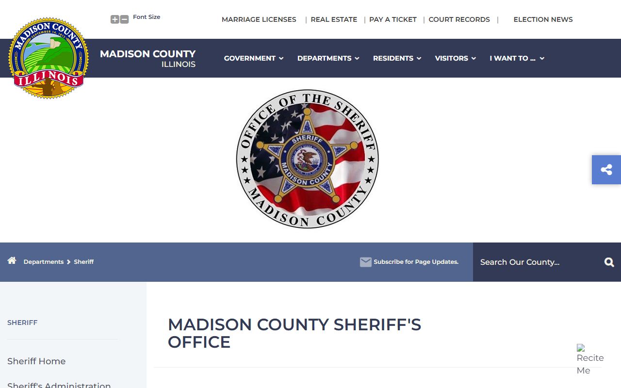 Madison County Sheriff department page for released inmates