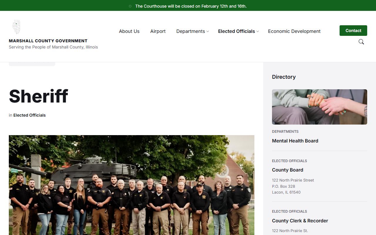 Marshall County released inmates sheriff office page