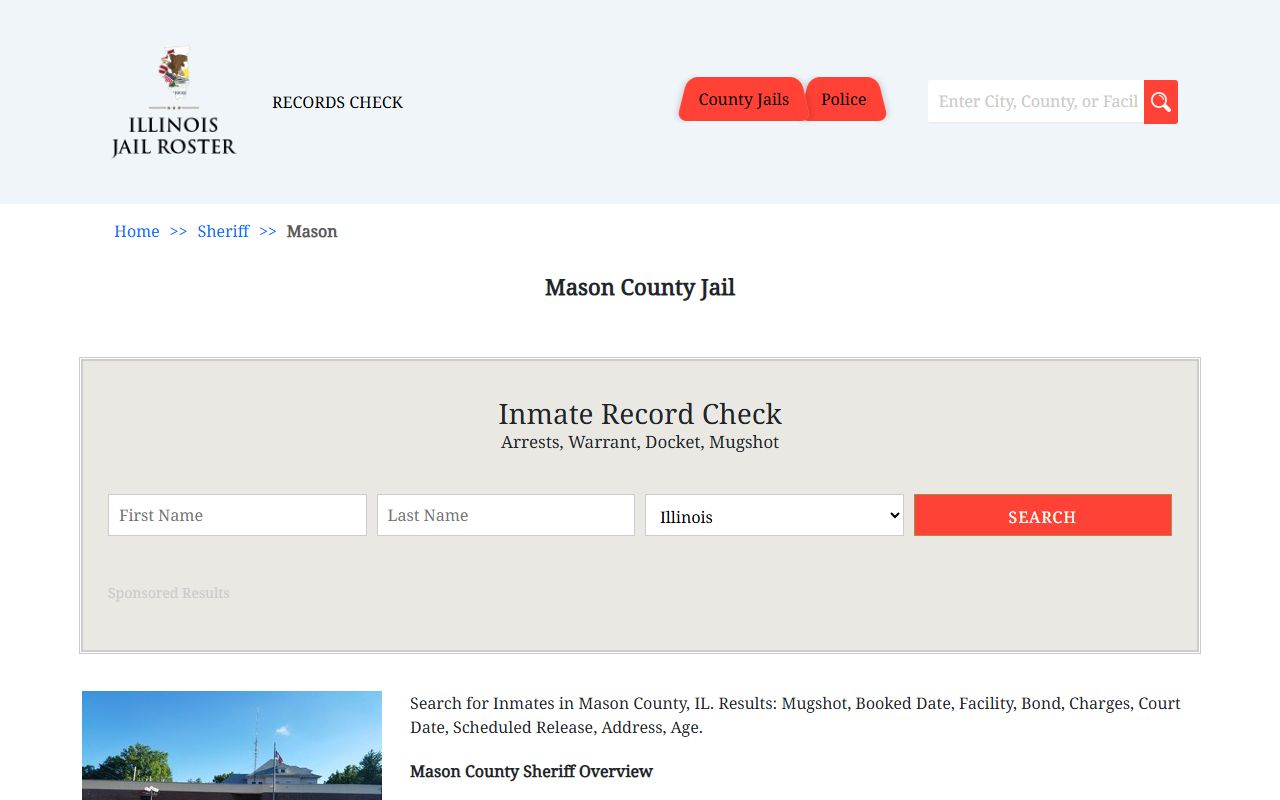 Mason County released inmates Illinois jail roster page