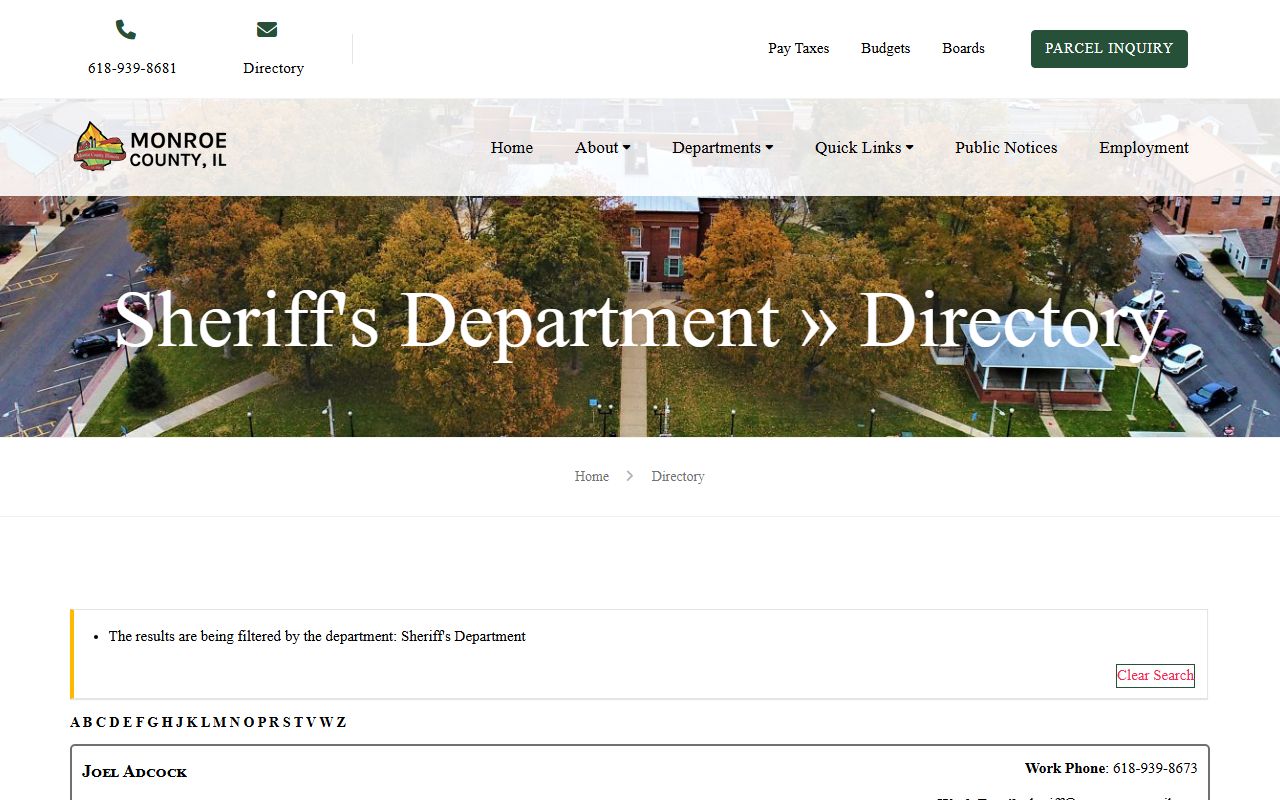 Monroe County Sheriff's Department page on county government website