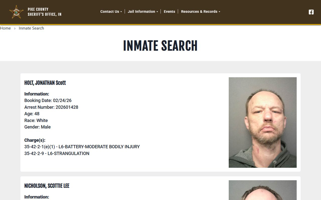 Pike County released inmates inmate search portal