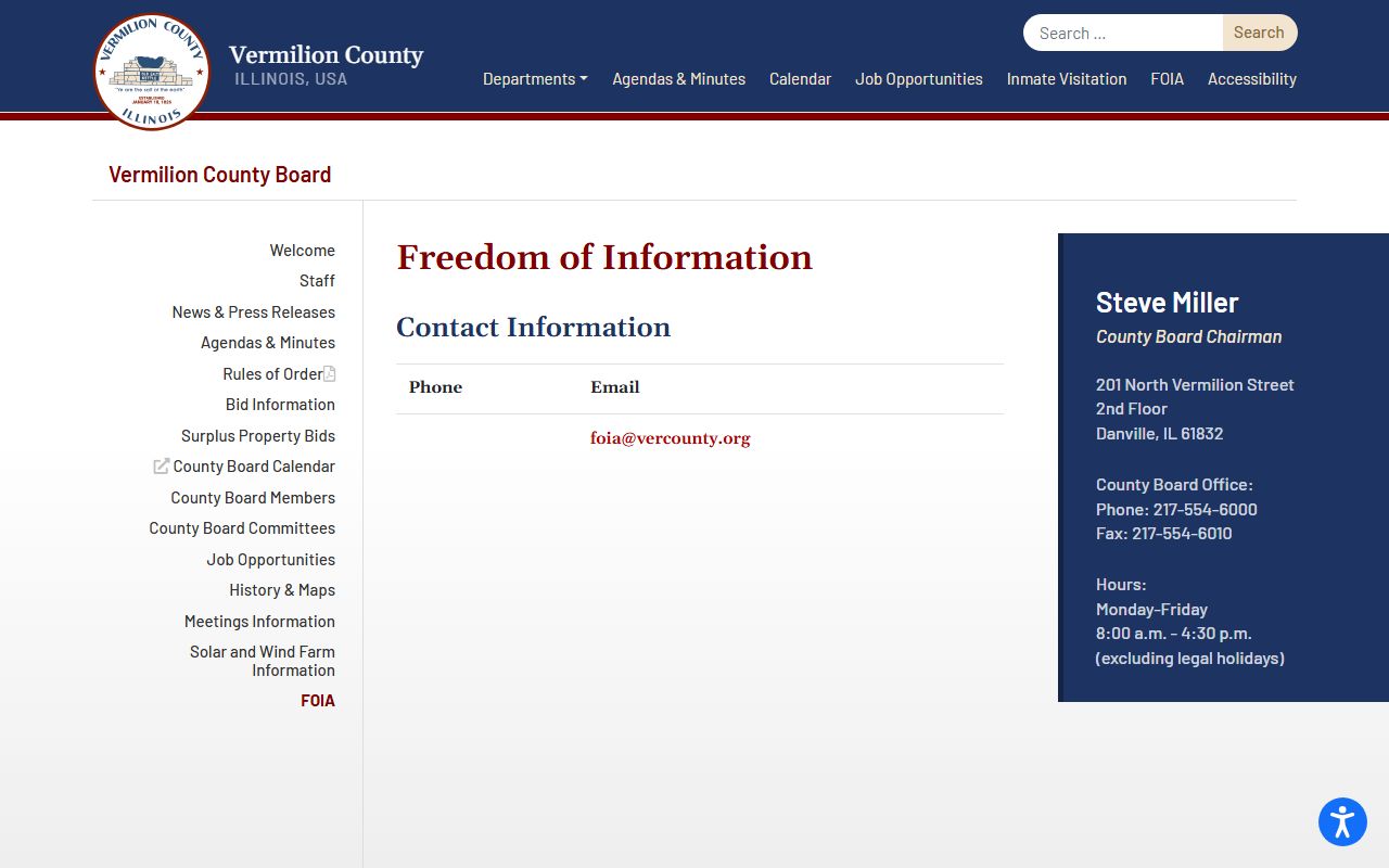 Vermilion County released inmates FOIA request page
