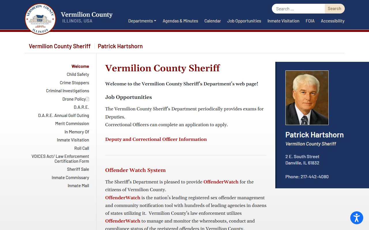 Vermilion County released inmates county sheriff page
