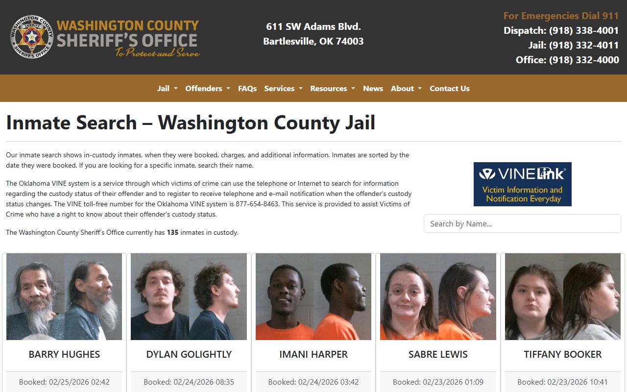 Washington County released inmates inmate search portal