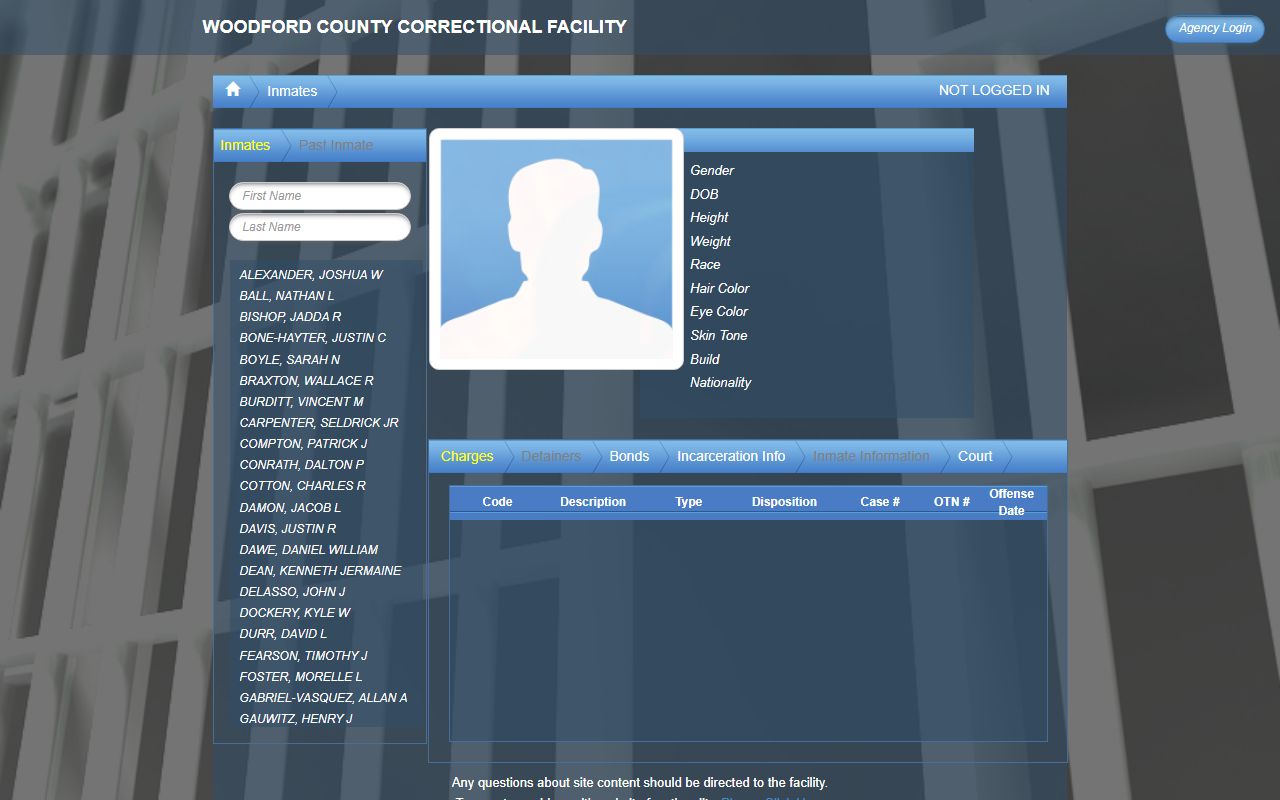 Woodford County BluHorse inmate search portal