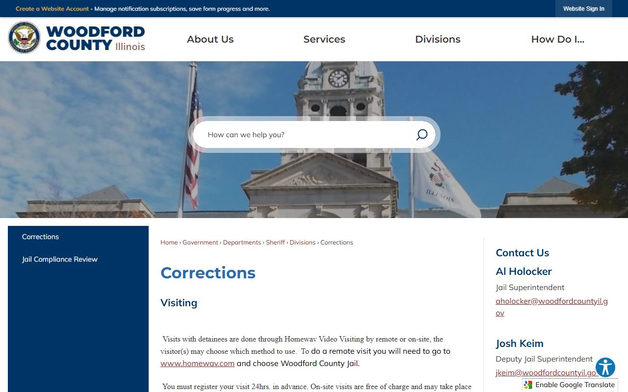 Woodford County corrections division page