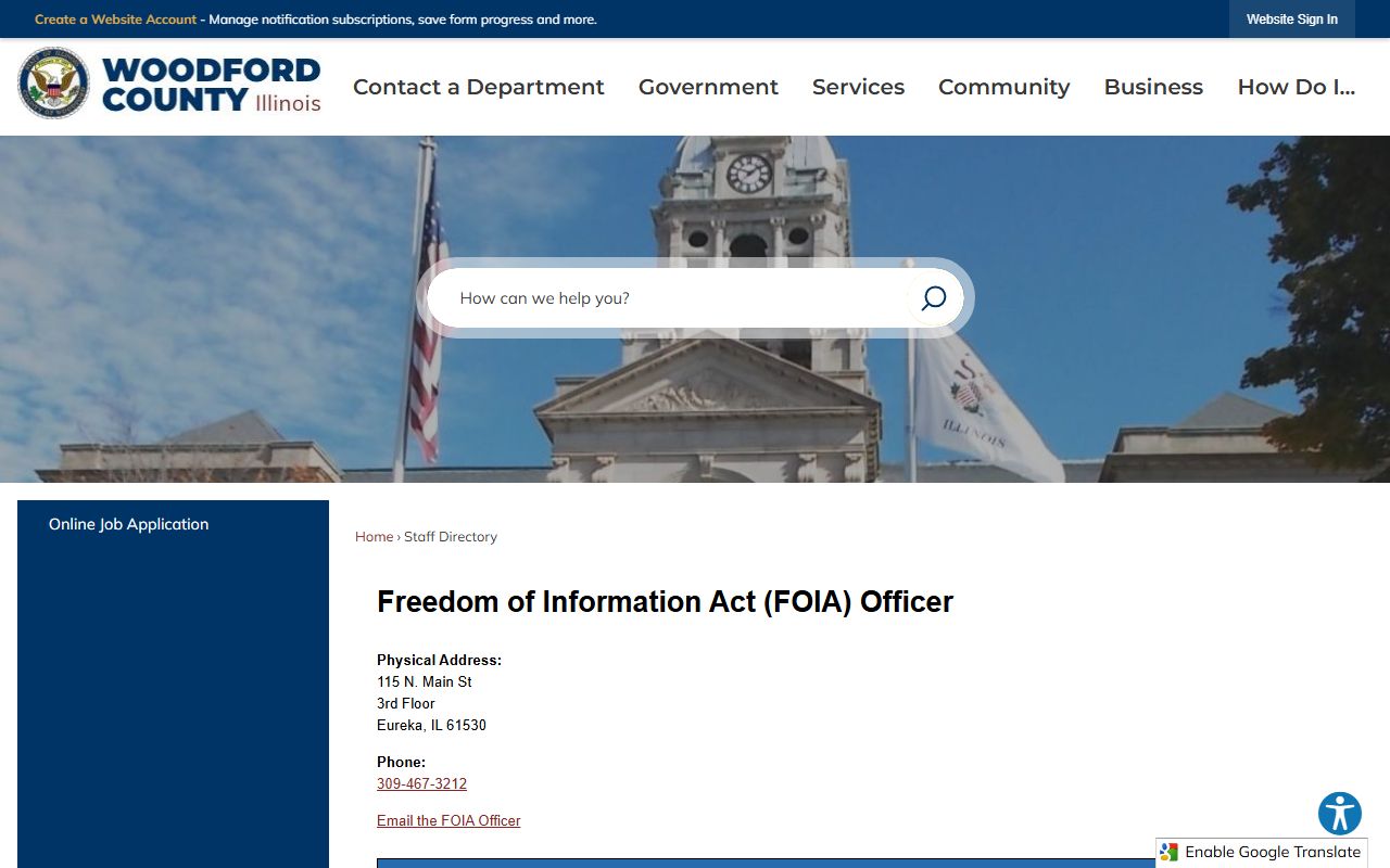 Woodford County Sheriff's Office directory page