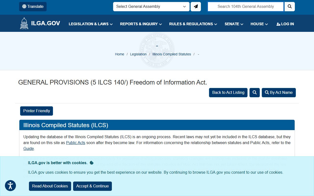 Illinois FOIA statute governing released inmates records access
